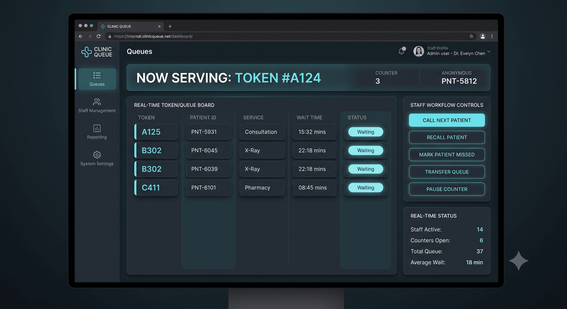 Clinic Queue — SaaS · Ops project preview